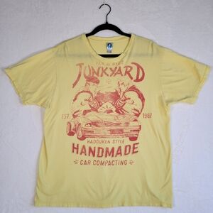 Shirt Woot Junkyard Handmade Graphic T-Shirt in Yellow and Red, Size L